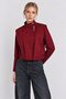 Stylish Buttoned Short Trench Coat Lgx0019 Bordo - 3