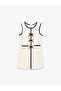 Bowknot Sleeveless Crew Neck Gilet Tweed Dress - 4