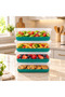 Storage Container Set of 4 Transparent Turquoise Ice Box Containers with Lids