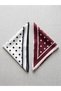 Women's 2-Piece Polka Dot Triangle Scarf Set - Black-White and Fuchsia Luxury Satin Shawl / Neck Collar - 4