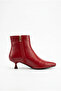 Women's Pointed Toe Short Heeled Goblet Heel Zippered Ankle Boots - Alta - Red - 2