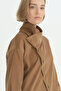 Asymmetrical Closure Notched Collar Tunic - Tan - 3
