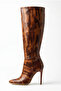 Women's Knee-Length Thin Heeled Pointed Toe Zippered Long Boots - Umay - Taba Yilan - 3