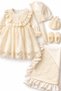 Baby Girl Luxury Lace Embroidered 100% Cotton Special Occasion Dress Set Cream Ecru Mevlüt Set 0-3 Months Newborn - 2