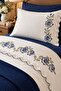 Rosalin Rose Embroidered and Ruffled 100% Cotton 5 Piece Single Duvet Cover Set - 2