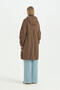 Fixed Hooded Oversized Raincoat - Brown - 4