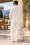 Men's White Textured Shirt and White Relaxed Fit Trousers 2-Piece Combination Set - 4