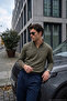 Cotton Half Zipper Stand Collar Sweater Men's Sweater 5901256