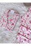 Candy Cane Patterned Suede Shirt Collar Long Sleeve Pajama Set - 5