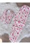 Candy Cane Patterned Suede Shirt Collar Long Sleeve Pajama Set - 4