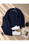Men's Navy Blue Textured Shirt Navy Blue Relaxed Fit Trousers 2-Piece Combination Set