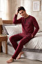 Patterned Cotton Buttoned Crew Neck Pajama Set Men's Pajama Set 6575002