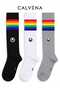 Women's 3 Pairs of Striped Circle Patterned Knee-Length Socks