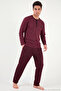 Patterned Cotton Buttoned Crew Neck Pajama Set Men's Pajama Set 6575002 - 2