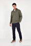 Cotton Half Zipper Stand Collar Sweater Men's Sweater 5901256 - 2