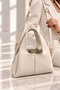Women's Cream White Shoulder Bag – Soft Faux Leather, Zippered Compartment, Adjustable Strap, Casual Hand and Shoulder Bag - 2