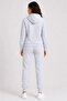 Two-Thread Hooded Jogger Tracksuit Set with Kangaroo Pockets - White - 2