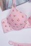 Pink Floral Patterned Supportive Underwire Bra Set Adjustable Strap Women's Lingerie Set - 3