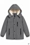 Anthracite Boy's Zippered Chest Pocket, Fur Lined, Hooded Inflatable Coat 24928 - 3