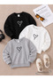 Winter Unisex Black, White, Gray 3-Piece Sweatshirt Sets for Girls, Boys, Adults