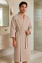 Striped 100% Cotton Pique Waffle Pique Bathrobe with Pockets Unisex Premium Series - 3