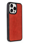 Apple iPhone 14 Pro Compatible Case Aras Leather Cover - Red - 2