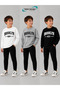 Winter Unisex Black, White, Gray 3-Piece Sweatshirt Sets for Girls, Boys, Adults - 2