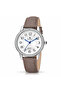 ساعة يد نسائية بمينا بيضاء وسوار رمادي وإطار لامع Women's Watch with White Dial and Gray Strap