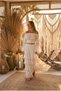Desert Oasis Organic Cotton Layered Natural Textured Spanish Sleeve Goddess Silhouette Smocked Detailed Gypsy Blouse Maxi Skirt Set - 2