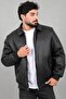 Faux Leather Coat with Pocket Detail and Fur Inside Kmd 897_50533 - 2