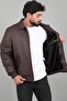 Faux Leather Coat with Pocket Detail and Fur Inside Kmd 897_50533 - 4