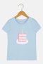 Kids Girl Short Sleeve Graphic Print Top, Light Blue - 2