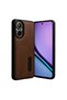 Realme 12 Lite Compatible Case Sara Leather Case with Business Card Holder - Tan - 3