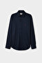 Ds Damat Comfort Navy Blue Herringbone Shirt - 4
