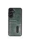 Samsung Galaxy A15 4g Compatible Case Sara Leather Case with Business Card Holder - Dark Green - 3