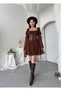 Women's Corset Detailed Mini Dress Ruffled Collar Balloon Sleeve Stylish Casual and Event Dress - 7