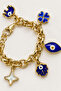 Women's Gold Color Stainless Steel Charm Chain Bracelet with Adjustable Dangle Figure - 3