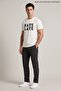 White Men's Hate Late Printed Crew Neck Loose Fit T-Shirt