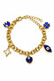 Women's Gold Color Stainless Steel Charm Chain Bracelet with Adjustable Dangle Figure