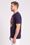 Men Crew Neck Graphic Print Short Sleeve T-Shirt, Navy Blue - 3