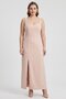 Women Plain Casual Midi Dress, Dusty Pink