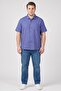 Men Regular Fit Plain Short Sleeve Casual Shirt, Blue - 2