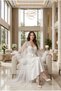 Bridal Dressing Gown and Nightgown Set |   White Satin Nightgown, Feathered Tulle Kimono Robe, and Luxurious Lace Detailed Honeymoon Set