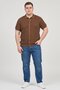 Men Relaxed Fit Eyelet Short Sleeve Casual Shirt, Dark Brown - 2