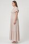 Women Plus Size Plain Casual Maxi Dress, Beige - 3