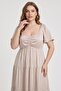 Women Plus Size Plain Casual Maxi Dress, Beige - 2