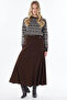 Knitted Skirt with Stitch Detail Dark Brown