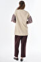 Fabric Garnished Sweatshirt Stone - 5