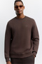 Men's Brown Crew Neck Injection Printed 3 Thread Raised Sweatshirt A62Y1291 - 5