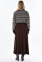 Knitted Skirt with Stitch Detail Dark Brown - 5